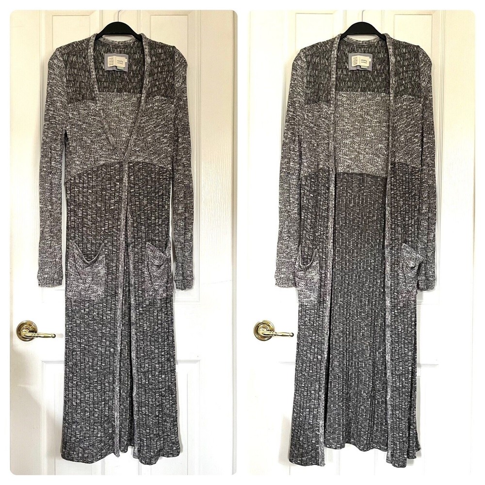 Anthropologie Saturday Sunday Long Cardigan Sweater S Semana Gray Mixed Knit